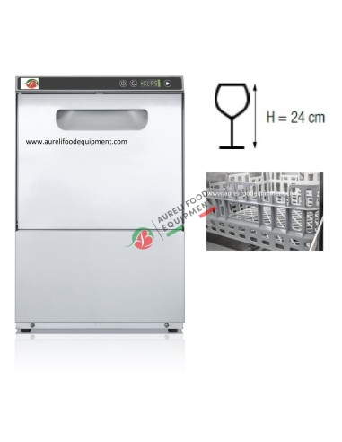 Electronic glasswasher basket 35x35 cm H 24 cm equipped with detergent dosing pump