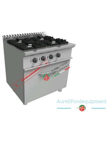 Four burner gas range with gas oven 700x700x850h