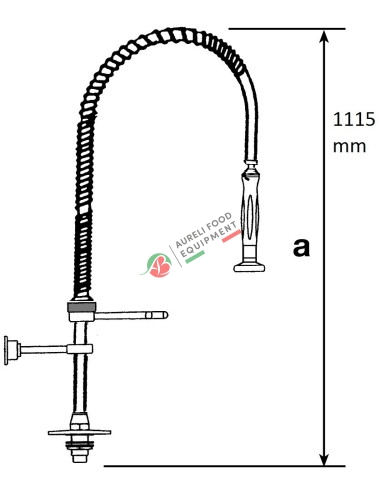 Doccione monoforo con perfetta rotazione a 180° H1115 mm doccia senza leva