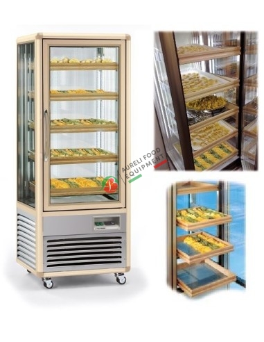 Ventilated display for pasta. Led lighting. Made in aluminium bronze color lt 500