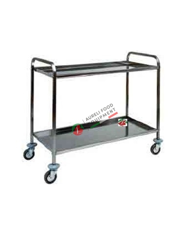 Stainless steel service trolley with two shelves dim. 111x57x96H cm