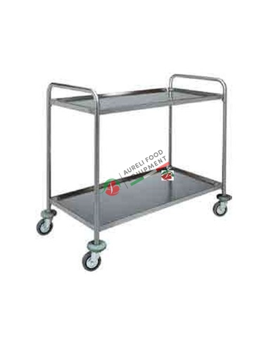 Stainless steel service trolley with two shelves dim. 110x60x94H cm