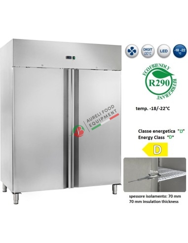Ventilated refrigerated cabinet GN 2/1 two doors 1333 lt R290 refrigerant gas temp. -18/-22°C