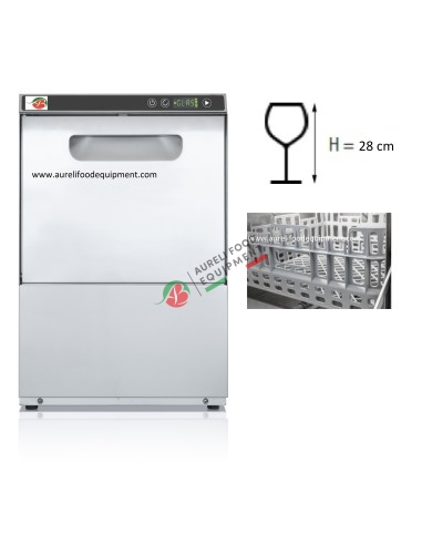 Electronic glasswasher basket 40x40 cm H 28 cm equipped with detergent dosing pump