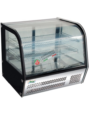 Table top refrigerated show-case with curved glass temp. +2/+8°C - capacity 120L dim. 695Wx580Dx670H mm