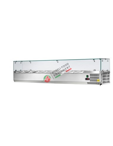 Refrigerated countertop ingredient display dim. 180x33,5x43,5H cm capacity n. 09 GN 1/4