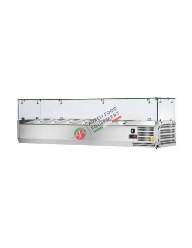 Refrigerated countertop ingredient display dim. 140x39,5x43,5H cm capacity n. 04 GN 1/3 + n. 1 GN 1/2