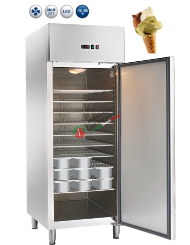 Armadio refrigerato BT -18/-22°C ventilato per gelateria con 10 griglie 60x80 cm gas R290 - capacità 733 L
