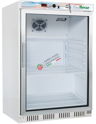 Armadio refrigerato con refrigerazione statica con ventilatore - porta a vetri capacità 130 L