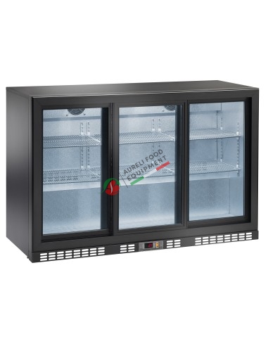 Horizontal back bar display with three sliding doors - capacity 303L dim. 133,5x51Px90H cm