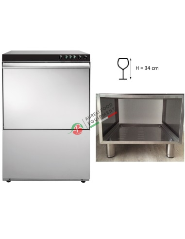 Dishwasher basket 50x50 cm H 34 cm + stainless steel support and equipped with detergent dosing pump