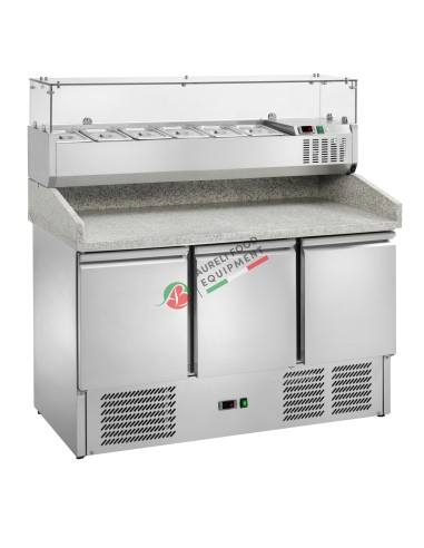 Refrigerated GN 1/1 saladette for pizzeria 3 doors