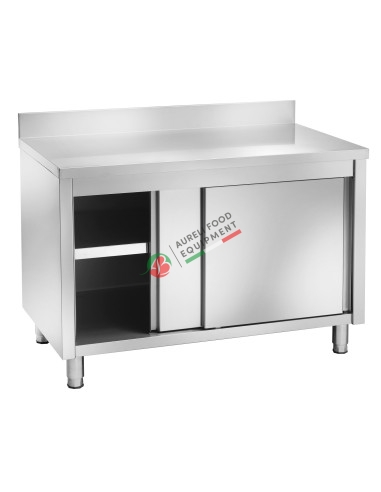 Work cabinet with sliding doors and with raised back dim. 100x70x95H cm