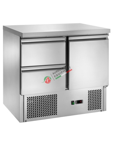 Saladette refrigerata statica 1 sportello + 2 cassetti temp. +2/+8°C dim. 90Lx70Px87H cm