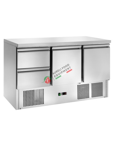 Static refrigerated saladette 2 doors + 2 drawers temp. +2/+8°C dim. 90Wx70Dx87H cm