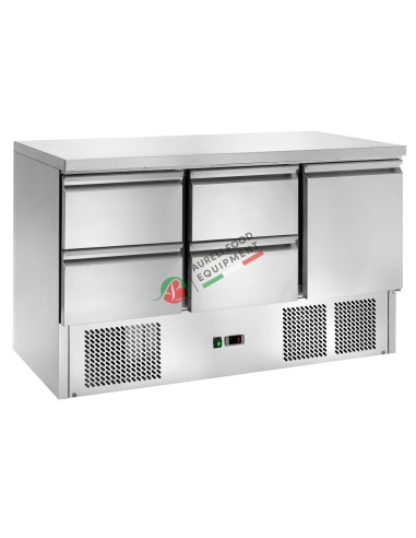 Saladette refrigerata statica 1 sportello + 4 cassetti temp. +2/+8°C dim. 136,5Lx70Px87H cm