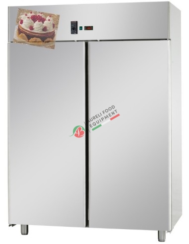 Stainless steel ventilated refrigerated cabinet 2 doors 0+10°C for pastry with fan speed control - capacity 1400 L