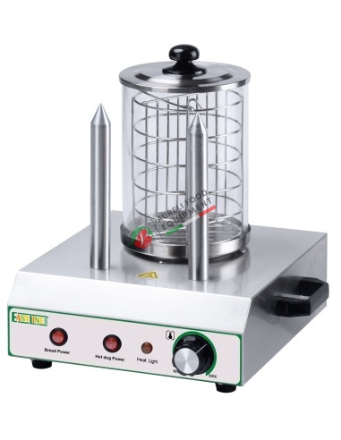 Machine for heating and cooking hot dog buns and sausages - 2 buns heating plots mod. YKK02A