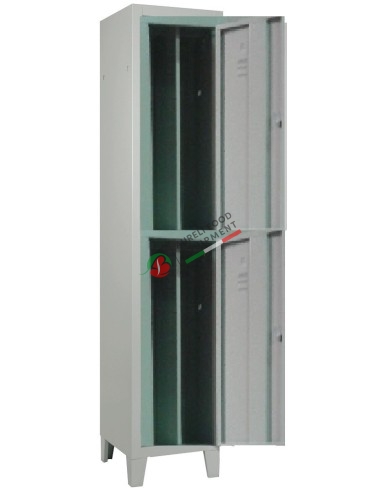Armadio spogliatoio struttura monoblocco a 2 posti sovrapposti con divisorio asportabile + chiave dim. 37x50x180H cm