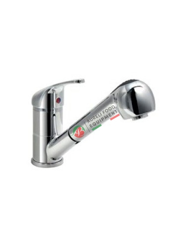 One hole sink mixer with swinging spout and extractable shower