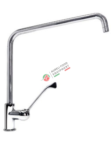 One hole mixer with swinging “C” spout lenght 400 mm and chromed clinical lever