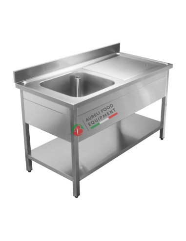 1 bowl sink unit with drainer and bottom shelf 120x70x85H cm