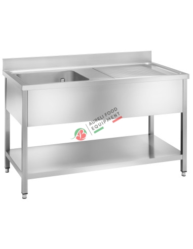 1 bowl sink unit with drainer and bottom shelf 100x60x85H cm