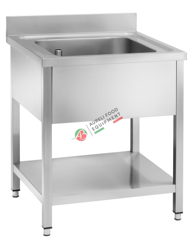 1 bowl sink unit with bottom shelf dim. 60x70x85H  cm (without drainboard)