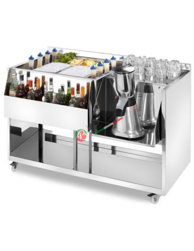 Cocktail station built totally in stainless steel Aisi 304 18/10 dim. 125x70x83H cm