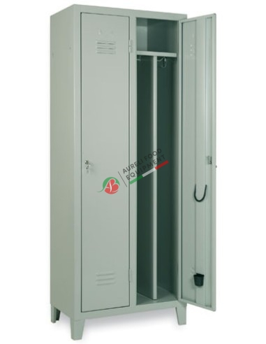 Single-unit locker for 2 compartments with removable separator + latch with lock dim. 70x35x180H cm