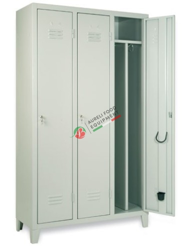 Single-unit locker for 3 compartments with removable separator + latch with lock dim. 103x35x180H cm