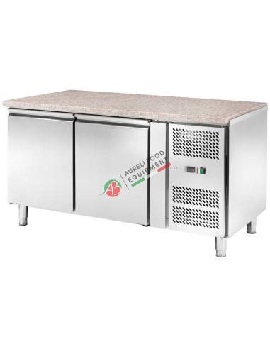 Ventilated refrigerated PASTRY counter temp. -2/+8°C - 2 doors  dim. 151x80x86H cm with granite top