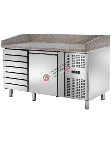 One door ventilated pizza counter + 7 drawers (not refrigerated) dim. 151x80x105H cm