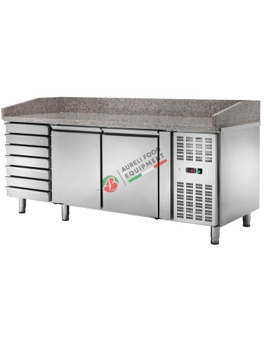 Two doors ventilated pizza counter + 7 drawers (not refrigerated) dim. 202,5x80x105H cm