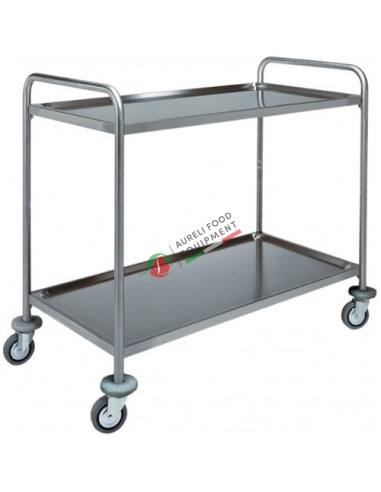 Stainless steel service trolley with two shelves dim. 90x60x94H cm