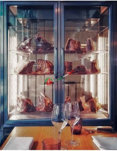 Vertical display with grids and hooks for meat maturation (AGING) DRY-AGED dim. 154,2x76x201,5Hcm
