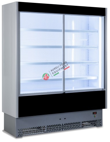 Open Wall Display Cabinet VULCANO for dairy products +3/+5 °C sliding doors dim. 160x56,5/65x195,8H cm
