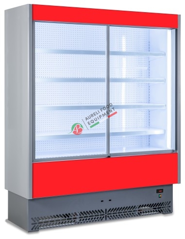 Open Wall Display Cabinet VULCANO for dairy products +3/+5 °C sliding doors dim. 135x80x204H cm