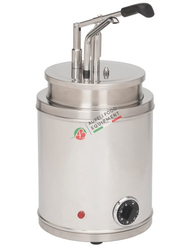 Dosatore a leva riscaldato in acciaio inox resistente fino a 120 °C completo di contenitore 4L