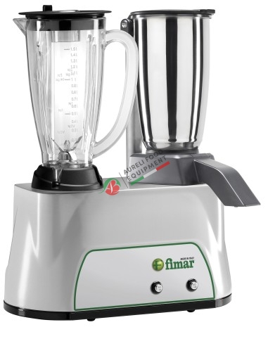 Multi-purpose appliances composed of a mixer with 1.5 L lexan cup and ice crusher with stainless steel cup mod. GP2FR