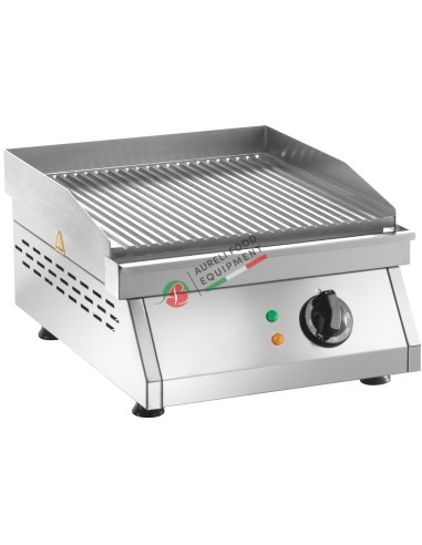 Electric fry-top with grooved cooking top dimensions 39,5Lx40Px8H cm