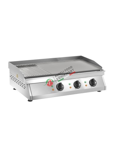 Electric fry-top with 1/3 grooved 2/3 smooth cooking top dimensions 83,5Lx40Px8H cm