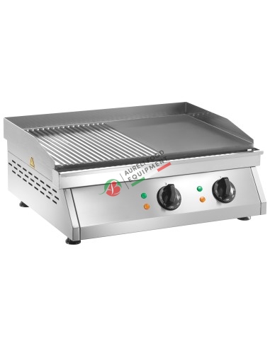 Electric fry-top with 1/2 grooved 1/2 smooth cooking top dimensions 59,5Lx40Px8H cm