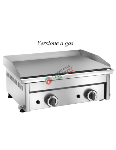 Gas fry-top with smooth cooking top dimensions 58,5Lx40Px8H cm