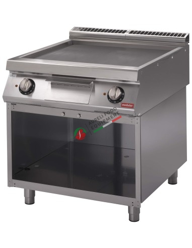Electric griddle with smooth plate on open cabinet 10,80 Kw dim. 80Wx70Dx87H cm