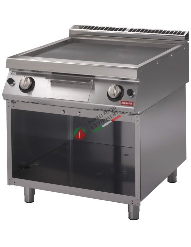 Gas griddle with smooth plate on open cabinet 12 Kw dim. 80Wx70Dx87H cm