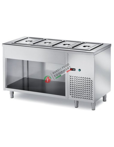 2 GN Self service refrigerated table with refrigerated bowl H 200 mm, open cabinet and motor dim. 90x70x89H cm