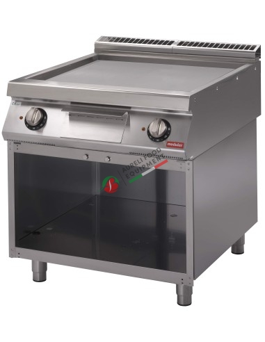 Electric griddle with smooth chromed plate on open cabinet 10,80 Kw dim. 80Wx70Dx87H cm