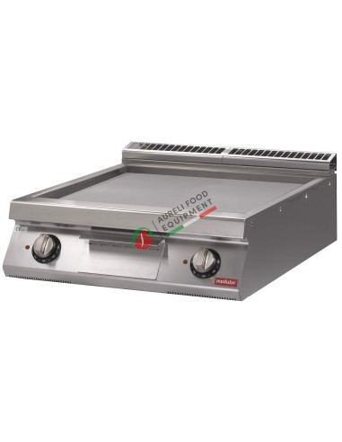 Table top electric griddle with smooth chromed plate 10,80 Kw dim. 80Wx70Dx25H cm