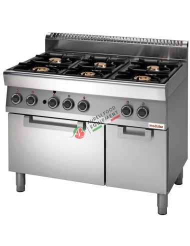 Gas range 6 burners with gas oven dim. 110Wx70Dx85H cm 30,8 Kw